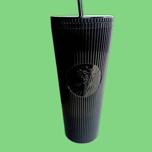 Starbucks Black Pleated Metallic Double Core Tumbler 2024 Venti Cold NEW